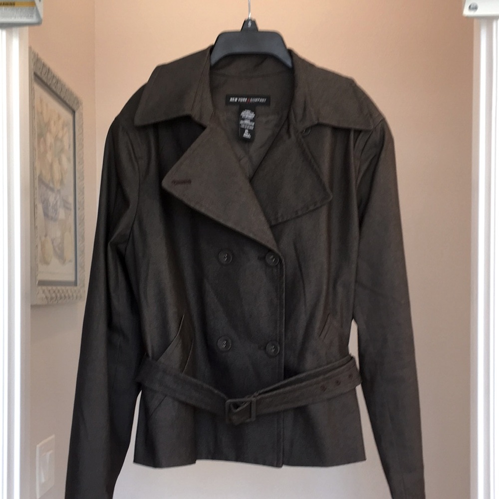 EUC NY & Co Double Breasted Belted Trench Blazer